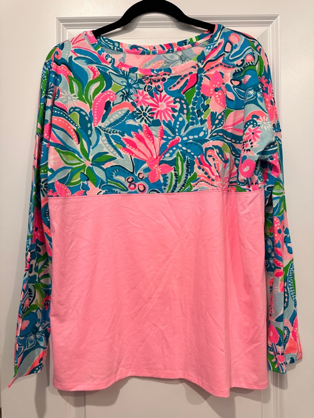 NWT Lilly Pulitzer Multicolor Floral Tee in Pink, Turquoise & Green